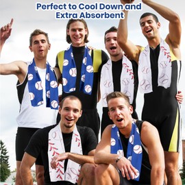 DEPOVTE 12 Pack Baseball Cooling Towels for Boys Baseball Gifts for Team |40"x12" Microfiber Ice Towels for Players| Multi-Sport Use