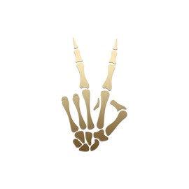 Peace Sign Skeleton Hand Vinyl Decal Notebook Car Laptop 3" x 5.5" (Gold)
