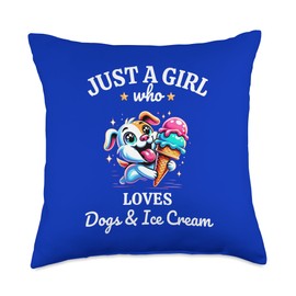 Just A Girl Who Loves Dogs & Ice Cream Throw Pillow