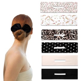 6 Pieces Hairstyle Aid Hair Band with Wire Magic Hair Bun and in Different Designs Easy to Use Hair Bun Maker French Bow Tie Bun Headband
