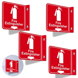 Ayifan Fire Extinguisher Sign,4 Pack 6" Polished Acrylic Fire Extinguisher Signs with Down Arrow for Business,With Rustproof Mounting Screws and Double-sided Adhesive Tapes,Indoor or Outdoor Use