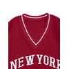 Remidoo Womens New York Embroidered V Neck Sweatshirt Oversized Long
