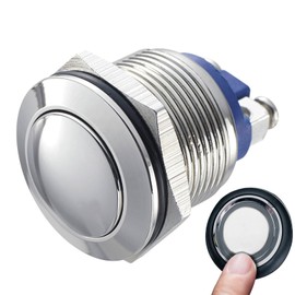 Pack of 2 Momentary Push Button Bell Buttons, 16 mm Start Button, IP67 Waterproof Pressure Switch, 250 V 220 V AC 12 V 24 V 36 V DC 3 A Screw Terminals Bell Push Button Stainless Steel for Cars
