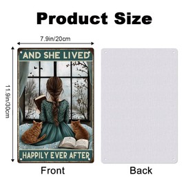 Lady and Cat Wall Decor Sign And She Lived Happily Ever After Vintage Metal Tin Sign for Wall Decoration,Wall Sign Gift 20 x 30cm