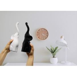 Vaudagio Loving Pair of Elephants in Black and White - Modern Ceramic Sculpture as a Set - Decoration Figure 10.2" high Ornament - Elephant Figurine