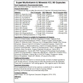 Peak Supps Super Multivitamin and Mineral - 90 Capsules | Methylated | 25 Active Ingredients