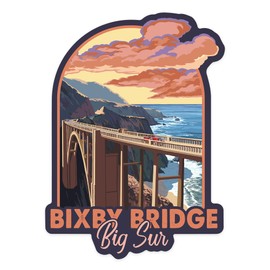 Die Cut Sticker Big Sur, California Coast, Bixby Bridge Vinyl Sticker, (Waterproof Decal for Cars, Water Bottles, Laptops, Coolers), Large