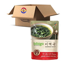 [BIBIGO CJ] HMR Korean Traditional Soup and Stew Variety Box KIMCHI STEW/SPICY MUSHROOM/SEAWEED SOUP/SPROUT POLLACK SOUP (Seaweed Soup, Box (18Packs))
