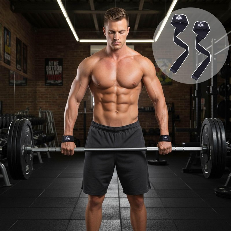 Wrist Cuffs with Dual D-Rings Lifting Straps Set with Mesh