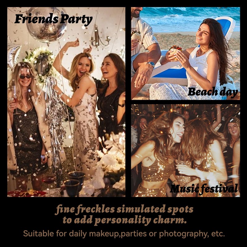 MLSMILE 10PCS Glitter Freckles Face Tattoo