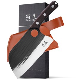 SHANGDAO Meat Cleaver Knife 7.8", Butcher Knife for Meat Cutting, High-carbon steel Chopper Knife, Vegetable Cleavers, Forged Blade & Wood Handle, Camping Thanksgiving Christmas Gifts