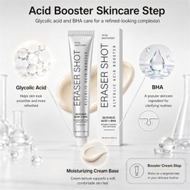 Glycolic Acid Booster Face Serum with AHA BHA, Pore Care & Texture Refining Smooth, Clear-Looking Pores Minimizer, Smooths Uneven Skin Tone, Lightweight, Non-Greasy for Acne-Prone Skin, Daily Care