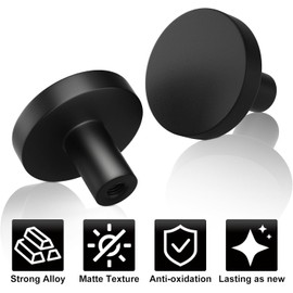 6pcs Matte Black Cabinet Knobs – Round Drawer & Dresser Pulls, Modern Furniture Hardware for Kitchen, Bathroom, & Cupboard – Durable & Easy to Install