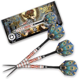 Shot! Darts Steel Tip, Roman Empire Juno Tungsten Barrels Balanced for Maximum Aerodynamics Handcrafted Professional Dart Set and Flights Made in New Zealand, Metal Tip Bar Darts