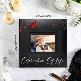 ReliThick Cardinal Funeral Photo Album 4 x 6 Inch 200 Blank Pages Memorial Leather Album Memory Album Scrapbook for Memorial Service Decor in Loving Memory Supply (Celebration of Life)