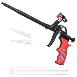 Magic Chems Spray Foam Gun Insulation (1 Insulation Foam Gun / 4 Nozzle) Insulating Applicator, Professional Expanding Foams Guns, for Dispensing, Caulking, Filling, Sealing, Red - 1 Pack