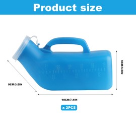 2 Pcs Urine Bottles Male Urinal Bottles for Men, Urinal Pee Bottle for Mens Urine Bottles Spill Proof, 1200ml Portable Urinals for Men with Lid, Plastic Urine Bottle for Men Camping Travel