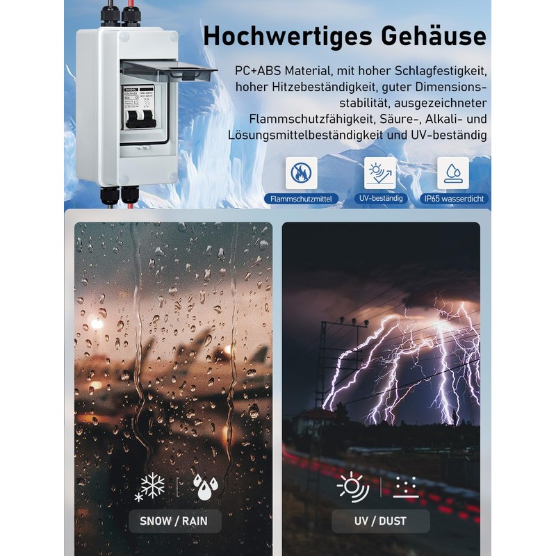 DIHOOL Interruptor de aislamiento de paneles solares de 60 amperios,