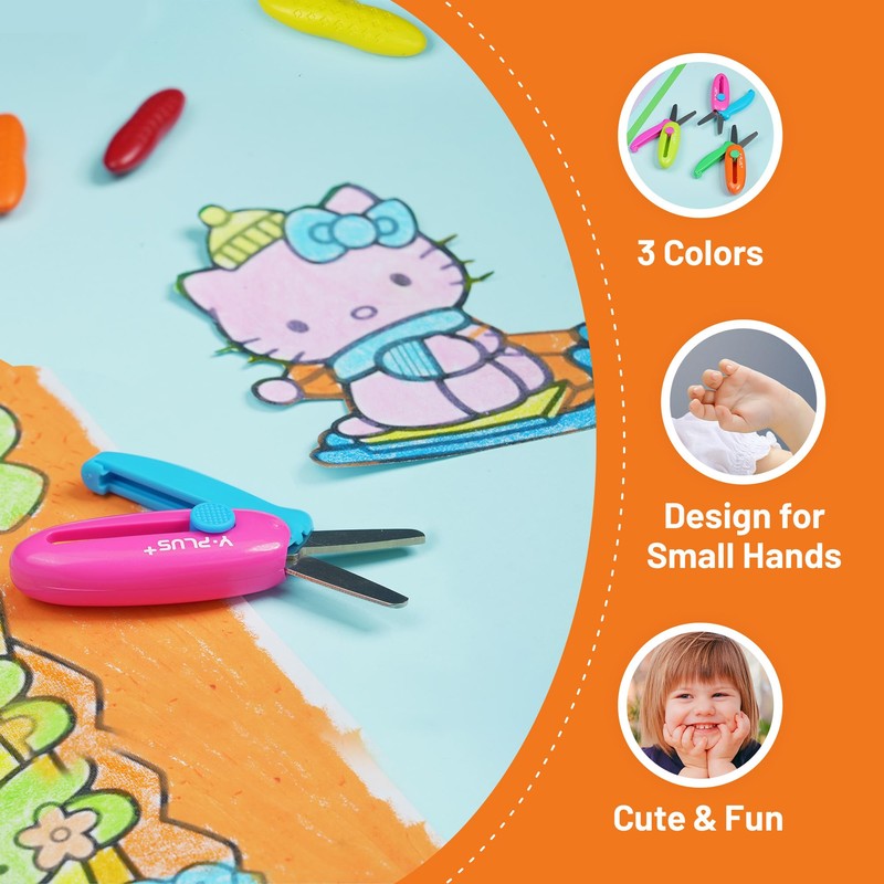 Safety Scissors for Kids, Retractable Small Scissors for Toddler Craft