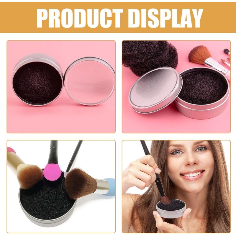 PRETYZOOM Limpiador de Brochas de Maquillaje Esponja, Estuche de Hierro