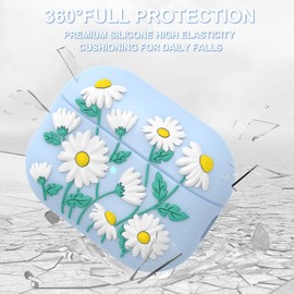 AIRSPO AirPods Pro 2nd Generation Case Cover with Cleaner Kit, Flower Engraved Case for AirPod Pro 2nd 1st Generation Charging Case with Lanyard (2023/2022), Blue