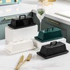 Sizikato Porcelain Butter Dish with Lid, Matte Black-7.5 inch