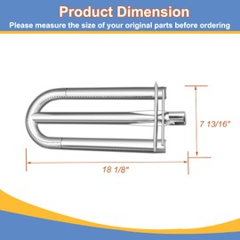 Derurizy 12541 Stainless Steel Grill Burner Replacement for Select Alfresco AGBQ-30 AGBQ-30C AGBQ-30CD AGBQ-30SZ AGBQ-30SZCD AGBQ-42 AGBQ-42C Gas Grill Models, 18.125 x 7.8125