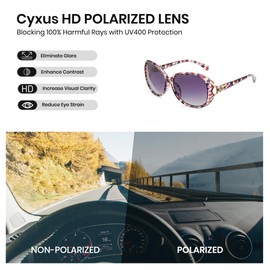 Cyxus P1143 Women's Sunglasses, Polarized Lenses, UV Protection, UV Protection, Small Face Effect, Fishing, Driving, Climbing, Travel, Outdoor, Fashionable,, 02-purple