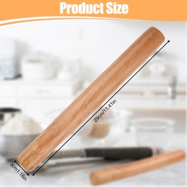 Beech Wooden Rolling Pin, Smooth Non Stick Rolling Pin for Baking Dough, Fondant, Pizza, Cookie, Bread, Professional Without Handles, 30x3cm