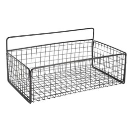 Gzsekken Wall Storage Basket Black Metal Wire Storage Baskets No Drill installation Bathroom Basket Small Pantry Baskets for Cabinets, Pantry, Closets,Bathroom, Kitchen,Bedroom/1Pack Black-Small