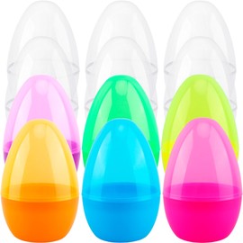 12 Pcs 8 Inch Giant Easter Eggs Translucent Large Easter Eggs Bright Colored Jumbo Easter Eggs Empty Plastic Clear Easter Eggs fillable for Easter Egg Hunt Party Basket Fillers