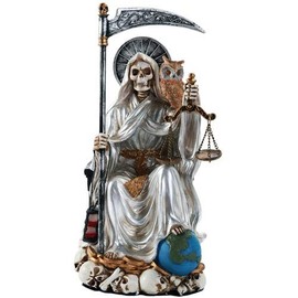 Santa Muerte Saint of Holy Death Seated Religious Statue 9 Inch Purification (White)