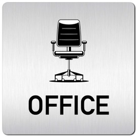 Türschilder24 XXL Door Sign 125 x 125 mm Office + 1 Chair 003 1.5 mm Aluminium Solid Material 100% Made in Germany