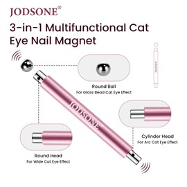 JODSONE 3-in-1 Cat Eye Magnet Nail Art Tool,Pink Gold Cylindrical & Round Ball Nail Magnet Pens, Multi-Effect Magnets for Cat Eye Gel Polish DIY at Home Salon