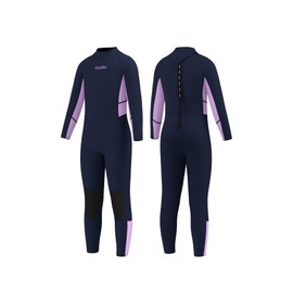 Goldfin Kids Wetsuit, Boys Girls Wet Suits Youth Toddler 3mm Neoprene Back Zip Keep Warm for Cold Water Swimming Diving Snorkeling Surfing Paddleboarding Full-Body Purple Size 4
