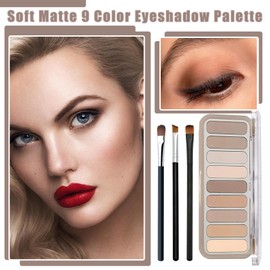 9 Colors Matte Eyeshadow Palette,Brown Nude Eye Shadows Palette,Neutral High Pigmented Makeup Palette with Makeup Brushes,Long Lasting Waterproof Eye Shadow Palette for Eye Makeup