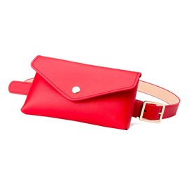 LEX STANDARD BL023 Women's Leather Waist Bag, Pouch, Belt, Wallet, Removable, Fashionable, 5 red