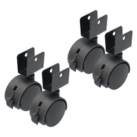 4Pcs Twin Wheel Furniture Castors U Bracket Nylon Castors Swivel Castor Wheels with Brakes Black Universal Swivel Casters for Furniture, Flower Stands, Cribs