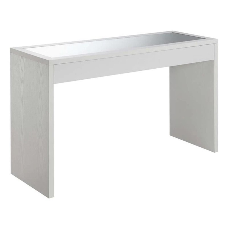 Convenience Concepts Northfield Mirrored Console Table in White Wood Finish