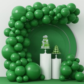 113PCS Dark Green Balloons, Matte Green Balloons Party Decorations For Boys, Latex Dark Green Balloons with Sizes 18 12 10 5 Inch for Jungle Theme Tropical Party Baby Shower Birthday Graduation