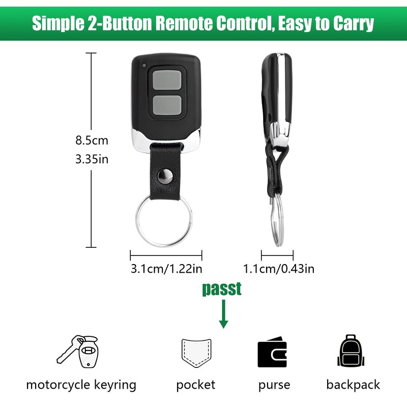LAWOHO 81LM Garage Door Remote Control Keychain Compatible with Green