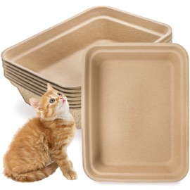 WUWEOT 8 Pack Disposable Cat Litter Box, Paper Cat Litter Tray Pet Litter Pan, 16.7" X 13" X 4" Travel Small Animal Clean Sifting Potty for Indoor Outdoor Cat, Hamster, Guinea Pig, Mice, Bunny