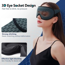 Sleep Mask 100% Blackout Sleep Masks for Women & Men - Zero Eye Pressure Sleeping Eye Mask with Comfortable Adjustable Headband for Travelling