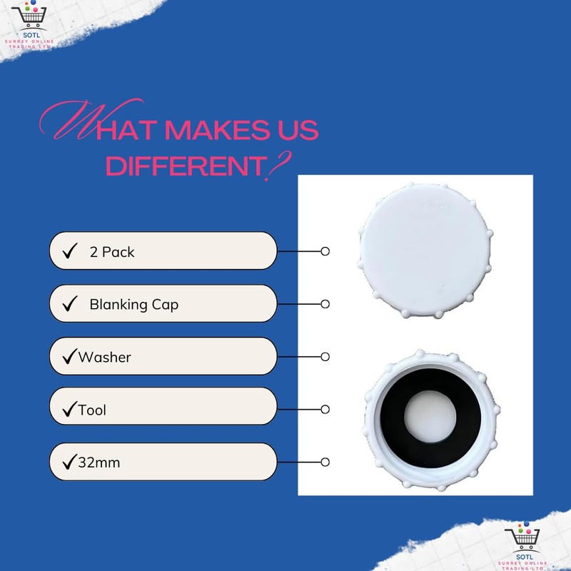 SOTL® 2X 32mm Blanking Cap Washer Washing Machine Dishwasher Taps