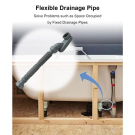 Nagoyuki Low Profile 1 1/2 P Siphon, Flexible Bathtub Shower Drain Pipe, Grey Bathtub Shower Drain Pipe, Flat P Siphon, Freestanding Bathtub Drain for Bathtub, Bathtub Drain