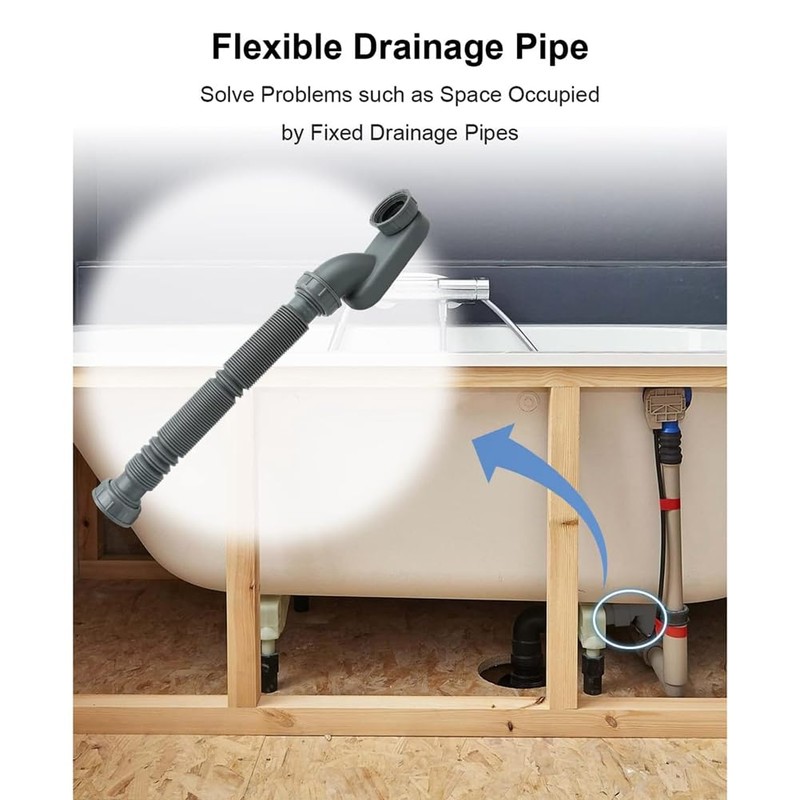Nagoyuki Low Profile 1 1/2 P Siphon, Flexible Bathtub Shower