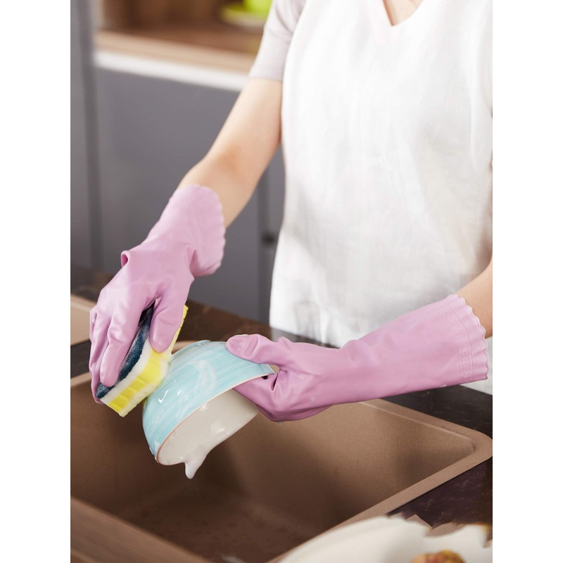 LANON wahoo Skin-Friendly Cleaning Gloves, Dishwashing Kitchen Gloves with Cotton