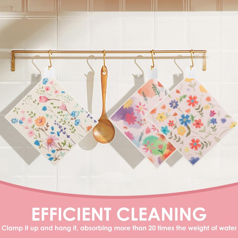5/6/12Pcs Swedish Dishcloth Eco Friendly Biodegradable for Kitchen Cellulose Sponge