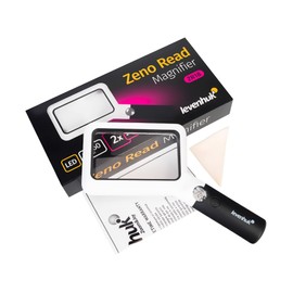 Levenhuk Zeno Read ZR18 Lightweight Handheld LED Magnifier with Light and 2x / 20x Magnification for Close Work with Small Texts, Documents, Images and Photos