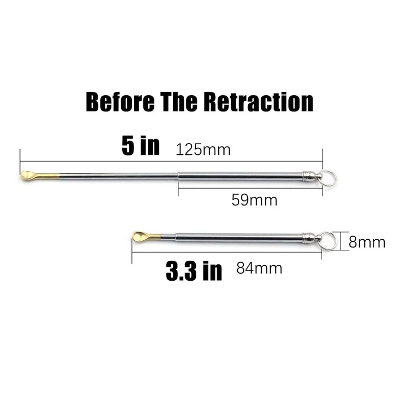 真鍮スプーンキット - ミニゴールドパウダースクープネックレスペンダント 小瓶の塩 スパイス 弾丸ロケットボトルの充填用 (格納式)